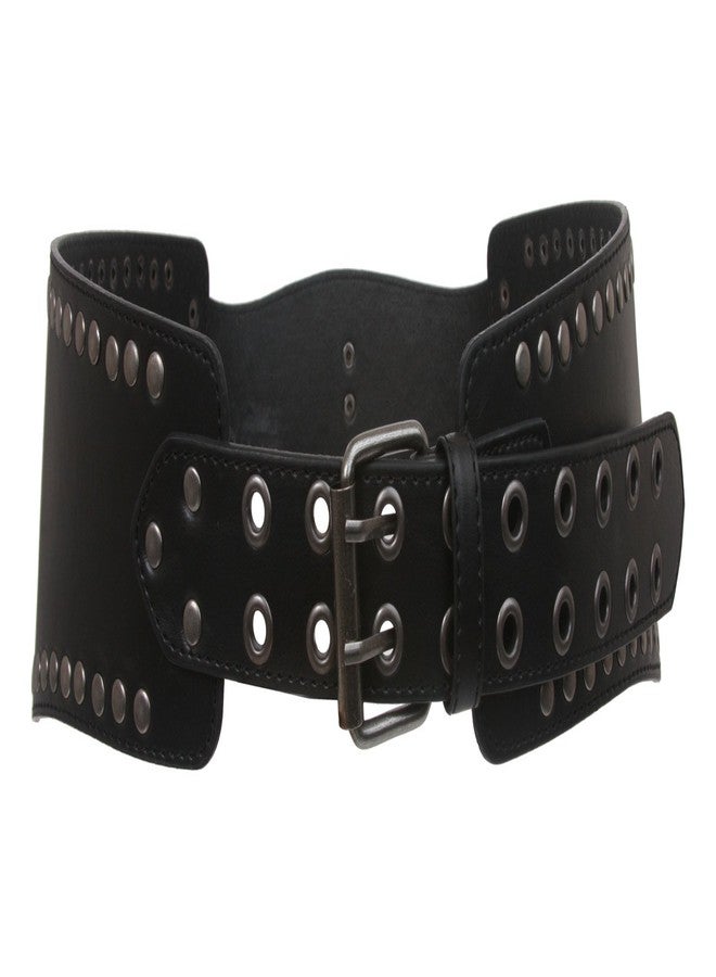 Beltiscool Ladies Wide Nail Head Studded Fashion Belt, Black | m/l (34"-36" waist) - Image 1